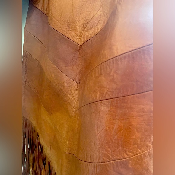 Genuine custom leather skirt and halter set. Soft light brown leather. - Picture 4 of 16